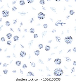 Light Pink, Blue vector seamless doodle texture with leaves and flowers. Colorful abstract illustration with leaves in doodle style. Pattern for wallpapers and coloring books.
