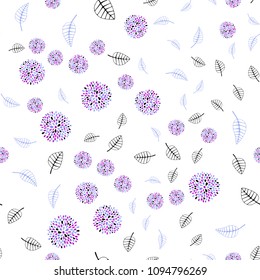 Light Pink, Blue vector seamless doodle texture with leaves and flowers. Colorful abstract illustration with leaves in doodle style. The best blurred design for your business.