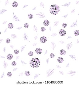 Light Pink, Blue vector seamless doodle background with leaves and flowers. Illustration with doodles on abstract template. A new texture for your wallpaper design.