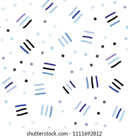 Light Pink, Blue vector seamless background with lines, ovals. Colorful seamless gradient with lines and signs of maths. Pattern for design of fabric, wallpapers.