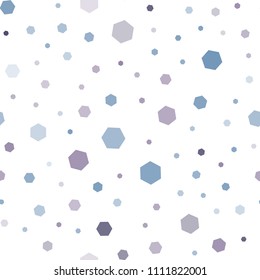 Light Pink, Blue vector seamless cover with set of hexagons. Colorful hexagons on white backdrop. Pattern for ads, leaflets.