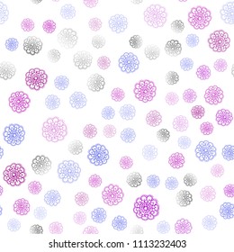 Light Pink, Blue vector seamless natural abstract background. Blurred decorative design in Indian style with flowers. Pattern for wallpapers and coloring books.
