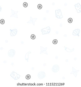 Light Pink, Blue vector seamless pattern with fresh ingredients. Illustration with set of fresh food in doodle style. Pattern for menu of cafes, bars, restaurants.