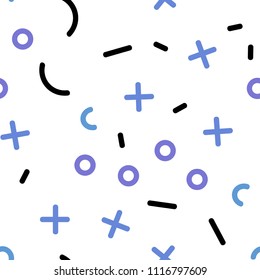Light Pink, Blue vector seamless cover with abstract shapes. Colorful seamless gradient with lines and signs of maths. Design for textile, fabric, wallpapers.