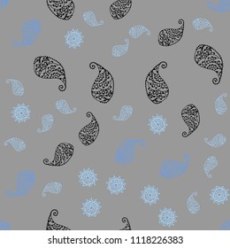 Light Pink, Blue vector seamless natural backdrop with leaves and flowers. Leaves and flowers with gradient on white background. Completely new template for your brand book.