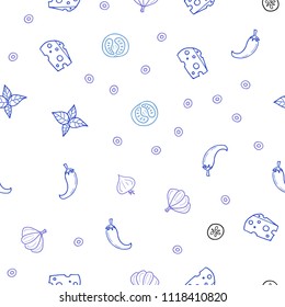 Light Pink, Blue vector seamless template with organic meal. Blurred decorative design of snacks in doodle style. Pattern for ad, booklets, leaflets of restaurants.