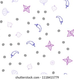 Light Pink, Blue vector seamless pattern with fresh ingredients. Decorative shining illustration with food on abstract template. Template for meal cooking in kitchen.