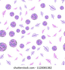 Light Pink, Blue vector seamless elegant template with leaves and flowers. Colorful illustration in doodle style with leaves, flowers. Brand new style for your business design.