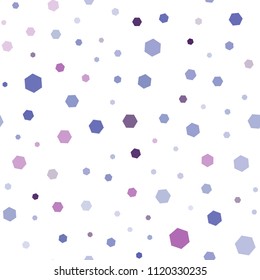 Light Pink, Blue vector seamless backdrop with hexagons. Colorful hexagons on white backdrop. Pattern for ads, leaflets.