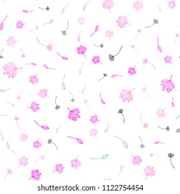 Light Pink, Blue vector seamless hand painted pattern. An elegant bright illustration with leaves in Natural style. Pattern for brand book.