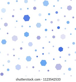 Light Pink, Blue vector seamless background with hexagons. Illustration of colored hexagons on white surface. Pattern for ads, leaflets.