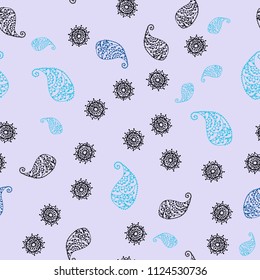 Light Pink, Blue vector seamless doodle layout with leaves and flowers. Leaves and flowers with gradient on white background. Template for backgrounds of cell phones.