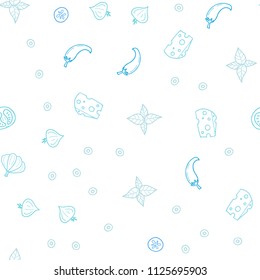Light Pink, Blue vector seamless cover with cuisine gourmet. Decorative shining illustration with food on abstract template. Pattern for ad, booklets, leaflets of restaurants.