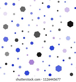 Light Pink, Blue vector seamless cover with set of hexagons. White background with colorful hexagons. New template for your brand book.