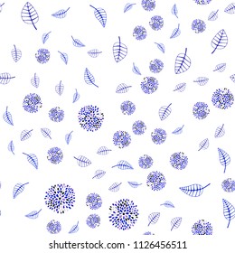 Light Pink, Blue vector seamless natural artwork with leaves and flowers. Colorful illustration in doodle style with leaves, flowers. Brand new style for your business design.