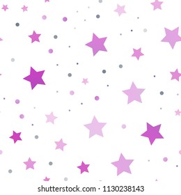 Light Pink, Blue vector seamless pattern with christmas stars. Decorative shining illustration with stars on abstract template. Best design for your ad, poster, banner.