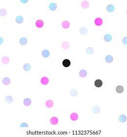 Light Pink, Blue vector seamless cover with spots. Blurred bubbles on abstract background with colorful gradient. Pattern can be used as texture of water, rain drops.