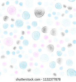 Light Pink, Blue vector seamless doodle blurred pattern. Glitter abstract illustration with doodles and flowers. Hand painted design for web, wrapping, wallpaper.