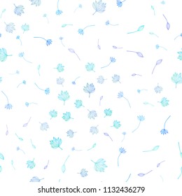 Light Pink, Blue vector seamless doodle pattern. Glitter abstract illustration with doodles and leaves. Doodle design for your web site.
