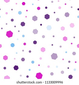 Light Pink, Blue vector seamless texture with colorful hexagons. Illustration with set of colorful hexagons. Pattern can be used for landing pages.