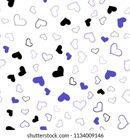 Light Pink, Blue vector seamless background with hearts. Blurred decorative design in doodle style with hearts. Template for Valentine's greeting postcards.
