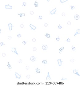 Light Pink, Blue vector seamless layout with restaurant food. Glitter abstract sketch with gourmet food. Pattern for menu of cafes, bars, restaurants.