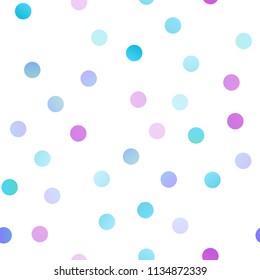 Light Pink, Blue vector seamless background with dots. Glitter abstract illustration with blurred drops of rain. Pattern can be used as texture of water, rain drops.