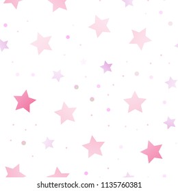 Light Pink, Blue vector seamless cover with small and big stars. Decorative shining illustration with stars on abstract template. Best design for your ad, poster, banner.