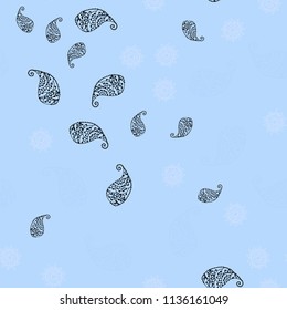 Light Pink, Blue vector seamless elegant pattern with leaves and flowers. Leaves and flowers with gradient on white background. A new texture for your wallpaper design.
