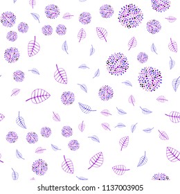 Light Pink, Blue vector seamless natural artwork with leaves and flowers. Glitter abstract illustration with leaves and flowers. Pattern for heads of websites and designs.