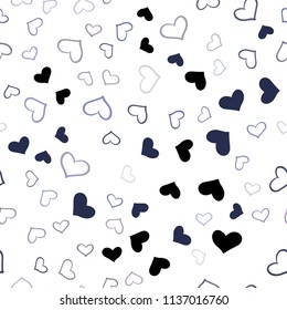 Light Pink, Blue vector seamless texture with lovely hearts. Hearts on blurred abstract background with colorful gradient. Template for Valentine's greeting postcards.