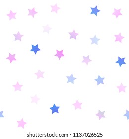 Light Pink, Blue vector seamless pattern with christmas stars. Glitter abstract illustration with colored stars. Best design for your ad, poster, banner.