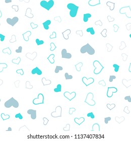 Light Pink, Blue vector seamless background with hearts. Blurred decorative design in doodle style with hearts. Pattern for carnival, festival romantic leaflets.