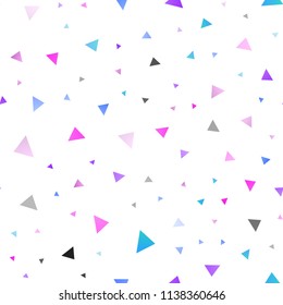 Light Pink, Blue vector seamless backdrop with lines, triangles. Illustration with set of colorful triangles. Modern template for your landing page.