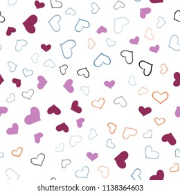 Light Pink, Blue vector seamless cover with Shining hearts. Hearts on blurred abstract background with colorful gradient. Template for Valentine's greeting postcards.
