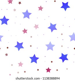 Light Pink, Blue vector seamless layout with bright stars. Decorative shining illustration with stars on abstract template. Smart design for your business advert.