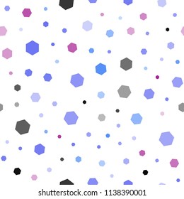 Light Pink, Blue vector seamless background with hexagons. Colorful hexagons on white backdrop. Pattern can be used for landing pages.