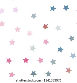 Light Pink, Blue vector seamless background with colored stars. Stars on blurred abstract background with gradient. The pattern can be used for websites.