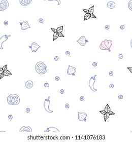 Light Pink, Blue vector seamless layout with restaurant food. Beautiful colored illustration with food in doodle style. Pattern for ad, booklets, leaflets of restaurants.