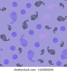 Light Pink, Blue vector seamless doodle backdrop with leaves and flowers. Shining colored illustration with leaves and flowers. Completely new design for your business.