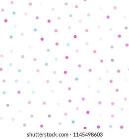 Light Pink, Blue vector seamless pattern with spheres. Illustration with set of shining colorful abstract circles. Pattern can be used as texture of water, rain drops.
