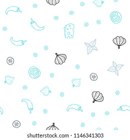 Light Pink, Blue vector seamless cover with cuisine gourmet. Glitter abstract sketch with gourmet food. Design for ad, poster, banner of cafes or restaurants.