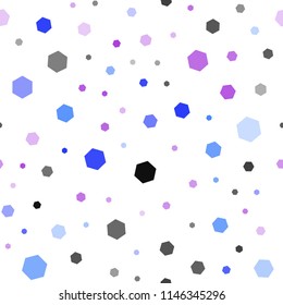 Light Pink, Blue vector seamless texture with colorful hexagons. Colorful hexagons on white backdrop. Pattern can be used for landing pages.
