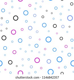 Light Pink, Blue vector seamless background with bubbles. Glitter abstract illustration with blurred drops of rain. Pattern can be used for ads, leaflets.