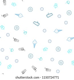 Light Pink, Blue vector seamless texture with delicious snacks. Illustration with set of fresh food in doodle style. Pattern for menu of cafes, bars, restaurants.