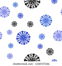 Light Pink, Blue vector seamless pattern with christmas snowflakes. Snow on blurred abstract background with gradient. Trendy design for wallpaper, fabric makers.