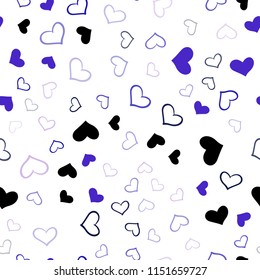 Light Pink, Blue vector seamless texture with lovely hearts. Hearts on blurred abstract background with colorful gradient. Pattern for marriage gifts, congratulations.