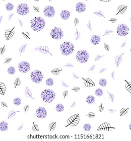 Light Pink, Blue vector seamless abstract backdrop with leaves and flowers. Colorful abstract illustration with leaves in doodle style. Hand painted design for web, wrapping.