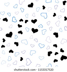 Light Pink, Blue vector seamless pattern with colorful hearts. Illustration with hearts in love concept for valentine's day. Pattern for marriage gifts, congratulations.