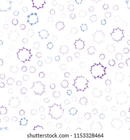 Light Pink, Blue vector seamless texture with disks. Modern abstract illustration with colorful water drops. Pattern can be used for futuristic ad, booklets.
